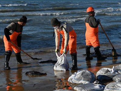 Волонтеры очищают пляж недалеко от курорта Анапа в России после разлива нефти в Черном море. Фото: Сергей Пивоваров / Reuters Волонтеры очищают пляж недалеко от курорта Анапа в России после разлива нефти в Черном море. Фото: Сергей Пивоваров / Reuters