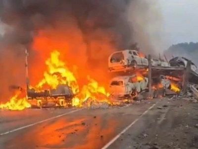 ДТП и пожар на трассе. Фото: dzen.ru